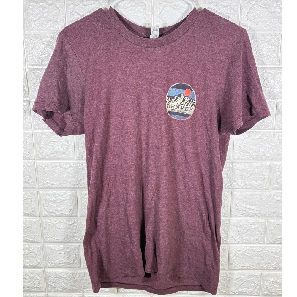 Pacific Denver Colorado T-Shirt Mens Small Maroon Mountains Graphic‎ Tee